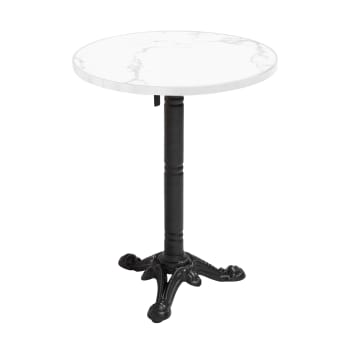 Tavolo da pranzo rotondo per 4/6 persone - P 100 x H 76 cm - Piano in marmo - Gambe in MDF e metallo - Bianco + nero | Leroy Merlin