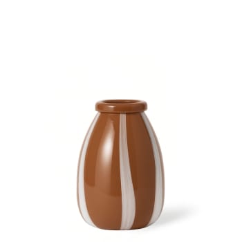 Vase Design Wyll En Verre – 49 Cm, Marron, Forme Ronde, Neuf