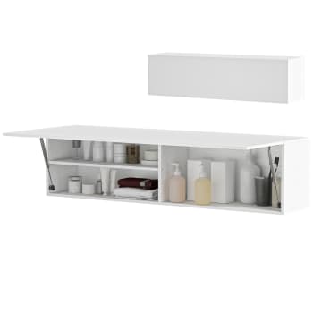 Armadio Pensile Sospeso 2 Ante Bianco Mobile Lavanderia Bagno Armadietto Legno