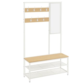 Appendiabiti Da Terra Con Scarpiera E Panca, Stand Attaccapanni Mobile Ingresso Corridoio 185x85x33cm 89544642