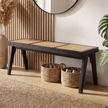Sitzbank und Holzbank Schwarz Holz
