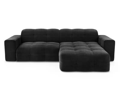 Canapé angle droit 5 places en velours anthracite foncé