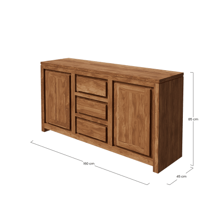 Buffet 2 portes 3 tiroirs en sheesham massif L160