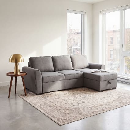 Maisons du Monde — Maisons du Monde — Montreal - Canapé d'angle convertible 3/4 places gris — photo produit