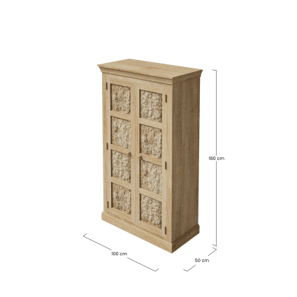 NON UTILIZZATO] Credenza HHG-355, Armadietto, Design 3D In Vimini 2 Ante 3 Scomparti Con Chiusura Ammortizzata 82x80x37cm Bianco 85562923