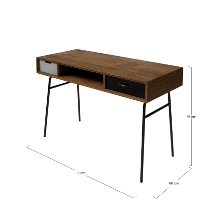 Scrivania Industriale FOLUBAN – Tavolo In Legno E Metallo – 134x60x75 Cm – Grigio Chiaro – Facile Montaggio