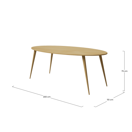 Table à manger ovale 8 personnes L200