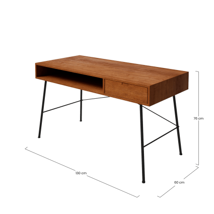 Bureau 1 tiroir en manguier massif et métal noir