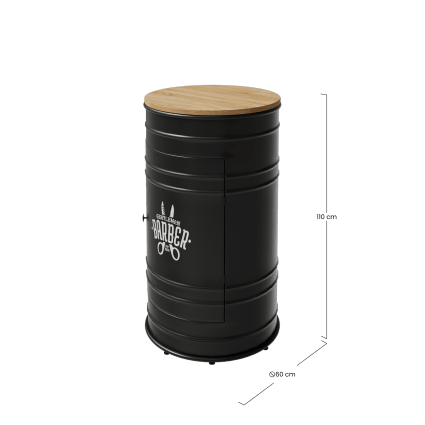 Meuble de bar en métal noir et sapin massif