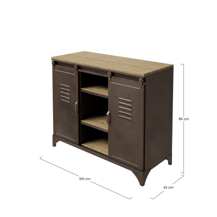 Buffet 2 portes en métal et sapin L100