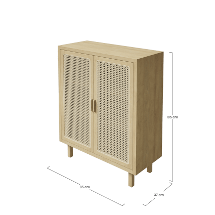 Buffet 2 portes cannage en rotin