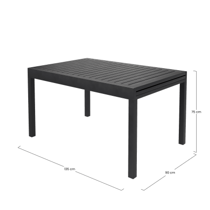 Ausziehbarer Gartentisch für 6/12 Personen, Aluminium, anthrazitgrau, L135/270 Extenso