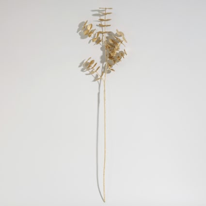 Laelfe 12 Pezzi Foglie di Natale Artificiale Glitterate Oro – 33cm Rami con Steli Dorati Plastica Foglie Natalizio per Ghirlanda, Albero di Natale, Bouquet Nozze, Decorazione Casa