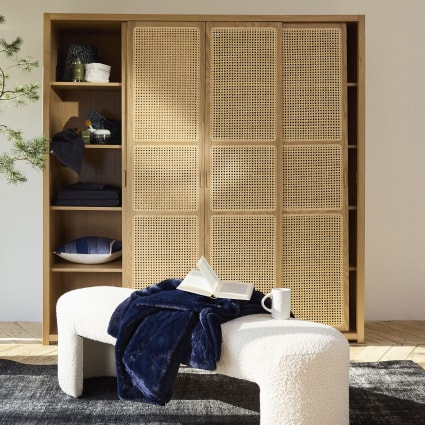 4-türiger Kleiderschrank mit Rattanbespannung – 195 cm Canopy