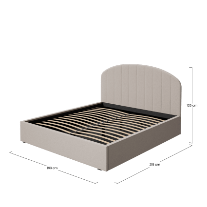 Letto Imbottito In Lino Sweiko Con Contenitore Idraulico 180x200 | Design Righe Verticali Con Rete A Doghe E Telaio Metallico - Grigio/Beige - 2