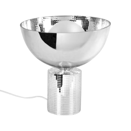 Silberne Lampe mit verspiegeltem Lampenschirm, H 25 cm Disco