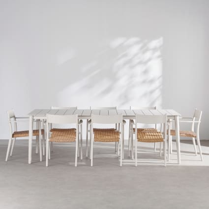 Gartentisch und 8 Stühle aus tonfarbenem Aluminium und beigefarbenem Harz Lidy