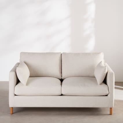Zweisitzer-Schlafsofa aus beigefarbenem Polyestergewebe, 10 cm dicke Matratze Julian