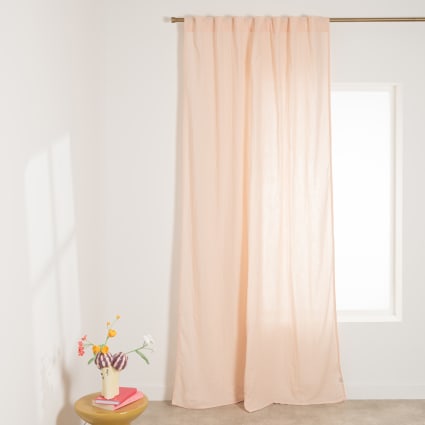 Rosa-beige Gardinenstoff aus Bio-Baumwollgaze mit verdeckten Schlaufen, 140 x 250 cm (einzeln erhältlich)
