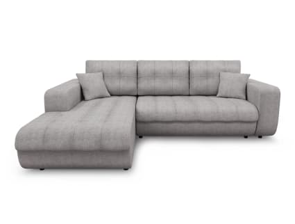Canapé d'angle convertible méridienne réversible SYRA tissu gris clair - Canapé