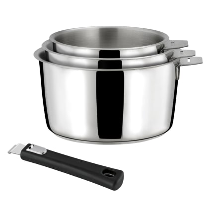 Set Pentole Da Campeggio Denmay 5 Pezzi In Acciaio Inox 304: Impilabili E Antiaderenti
