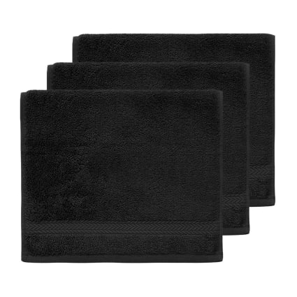 TENDANCE Serviette Invite 30x50 Cm 100% Coton Ficelle Noir - Serviette Visiteur