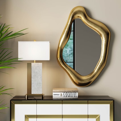 Grand Miroir Mural Moderne Doré 82x68 Cm – Sans Marque, Style épuré