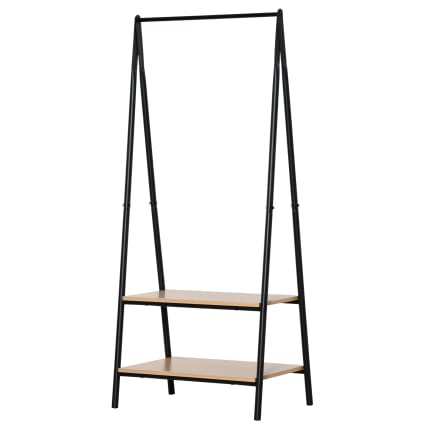 Lot De 2 Portants à Vêtements HOMCOM - Penderie Mobile Avec Roulettes Et Niches Bois Noir