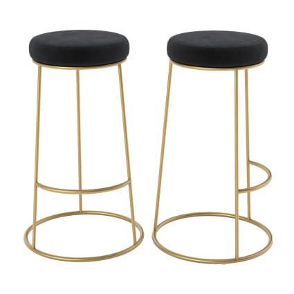 IDMarket Set 4 Sgabelli Da Bar In Velluto Nero MADY - Design Moderno Ed Elegante