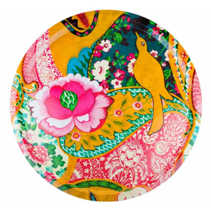 Plateau Vintage Tefal – Mélamine, Motif Fleuri Orange, Années 70/80