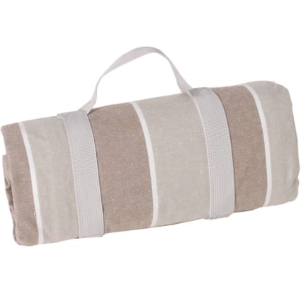 Wasserdichte Picknickdecke XL 280 x 140 cm Beige-weiße Streifen
