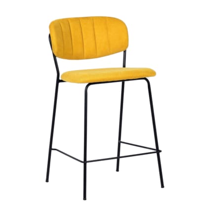 HomePop Sgabello Da Bar In Metallo E Tessuto, Altezza 62,2 Cm, Seduta Imbottita Grigio Chiaro, Per Isole Cucina E Tavoli Alti
