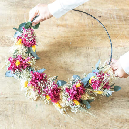 TWOCOZY Couronne De Fleurs Séchées Naturelles - Décoration Murale Et Porte Élégante