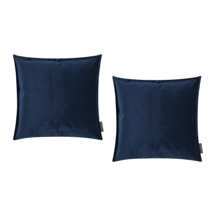 Lot De 2 Housses De Coussin 40x40cm – Bleu Marine à Pois – Tissu Doux, Fermeture éclair – Déco Salon, Chambre