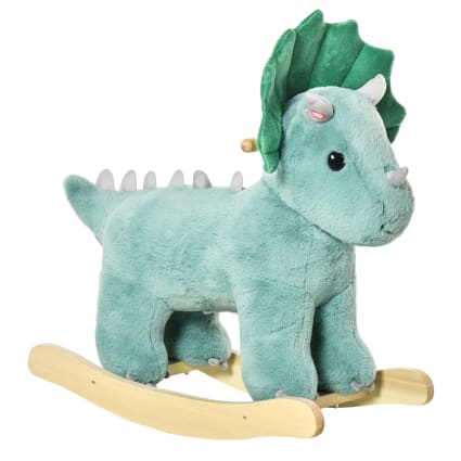 HOMCOM Jouet Bascule Dinosaure Vert + Ceinture Sécurité + 32 Chansons Sonores pour Enfants 18 Mois