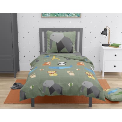 Parure de couette enfant 100% coton Vert 140x200 cm Origatoon
