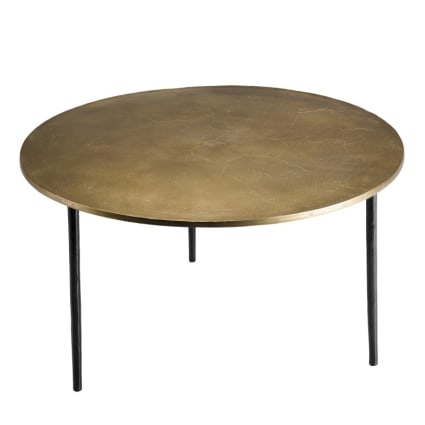 Table De Salon Ronde Style – Plateau Marbre Jaune – Pieds Bronze Doré – Diam 80cm – Occasion
