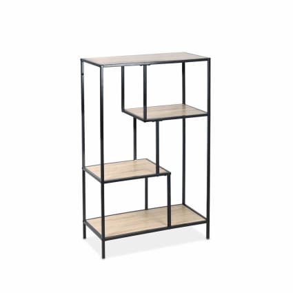 Étagère Murale Design Asymétrique – Blanc Et Noir – 90x130 Cm