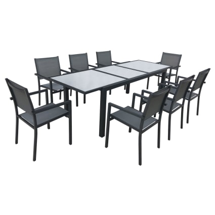 CONCEPT U - Set Tavolo Da Giardino E 10 Sedie In Alluminio Rimini