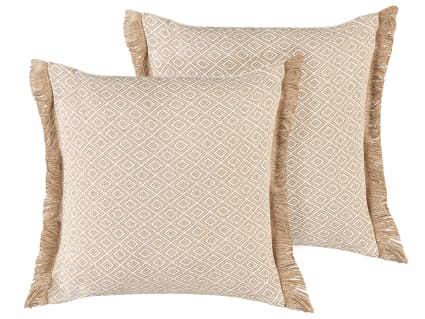 SHC Set Di 2 Federe Per Cuscini 100% Cotone Con Cerniera – 145x40cm, Colore Sabbia/Cappuccino