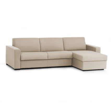 Divano letto angolo destro in tessuto beige Alisea Maisons du Monde