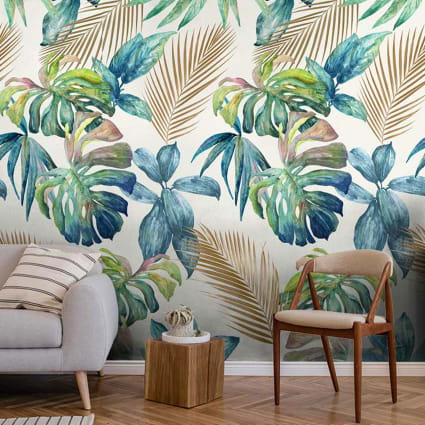 Papier Peint Tropical Palmiers – Made In Italy, écologique, 8 Feuilles Mat (neuf)