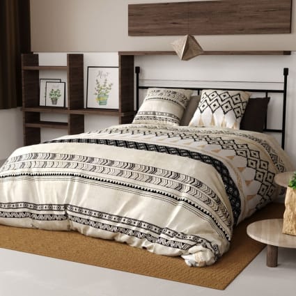 Parure De Lit Bohème INDACORIFY En Coton Touffeté, Housse Super King Size (254x280cm) Et 2 Taies