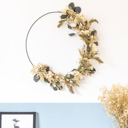 LIGNE DÉCO - Lot De 3 Couronnes Fleurs Séchées 30cm - Décoration Bohème Naturelle Et Élégante