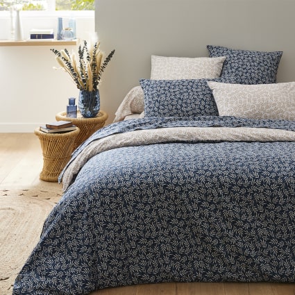 Housse de couette unie en coton, TOUT DOUX Bleu denim - Essix | Galeries Lafayette