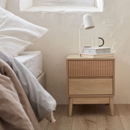 HOMCOM Nachttisch-Set 2-tlg | Nordisches Design Mit Schiebetür | Holz & Stahl | 48x40x48 Cm