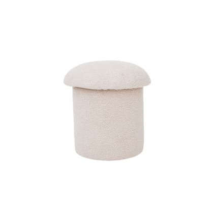 Tabouret Repose-Pieds Champignon En Laine D'Agneau - Doudou Confortable Et Déco Mignonne Pour Salon, Chambre - Blanc