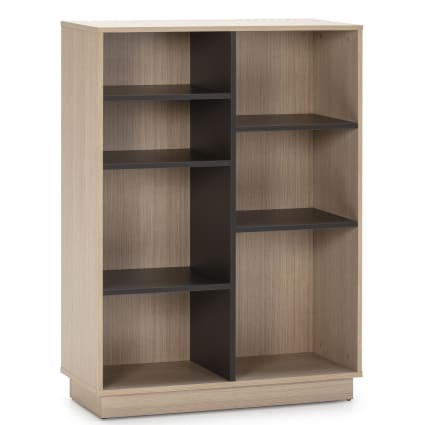 Étagère Bibliothèque Vigo HOMN LIVING 110x80cm - Chêne Et Gris - Meuble Rangement Bureau Et Salon