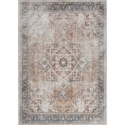 GENIMO Tapis Vintage pour Salon 120x170 cm, Lavables avec Dos Antidérapant, à Poils Courts pour Cuisine, Salle à Manger, Bureau et Chambre,Marron Oriental