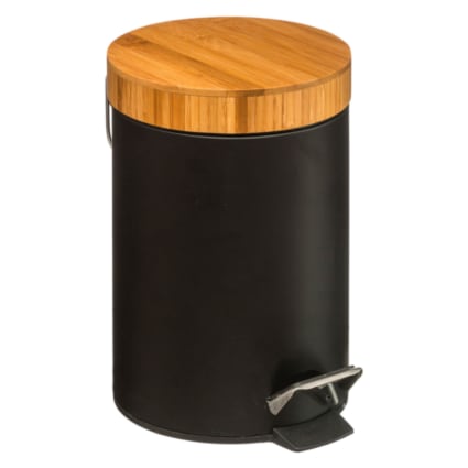 Poubelle Salle De Bain 6L TENDANCE - Noir Et Doré | Design élégant Avec Couvercle Bascule